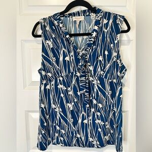 Laundry by Shelli Segal Blue and White Sleeveless Top - EUC